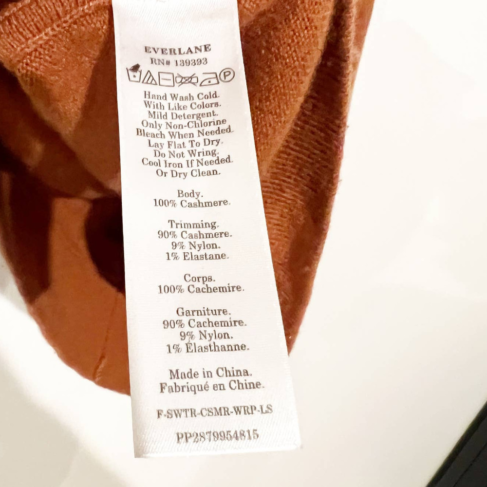 Everlane The Cashmere Wrap Pullover Pumpkin Acorn Orange Sweater Size Small - Picture 5 of 10